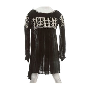 Ralph Lauren Blue Label Small Silk Black Sheer Mesh Embroidered Dress